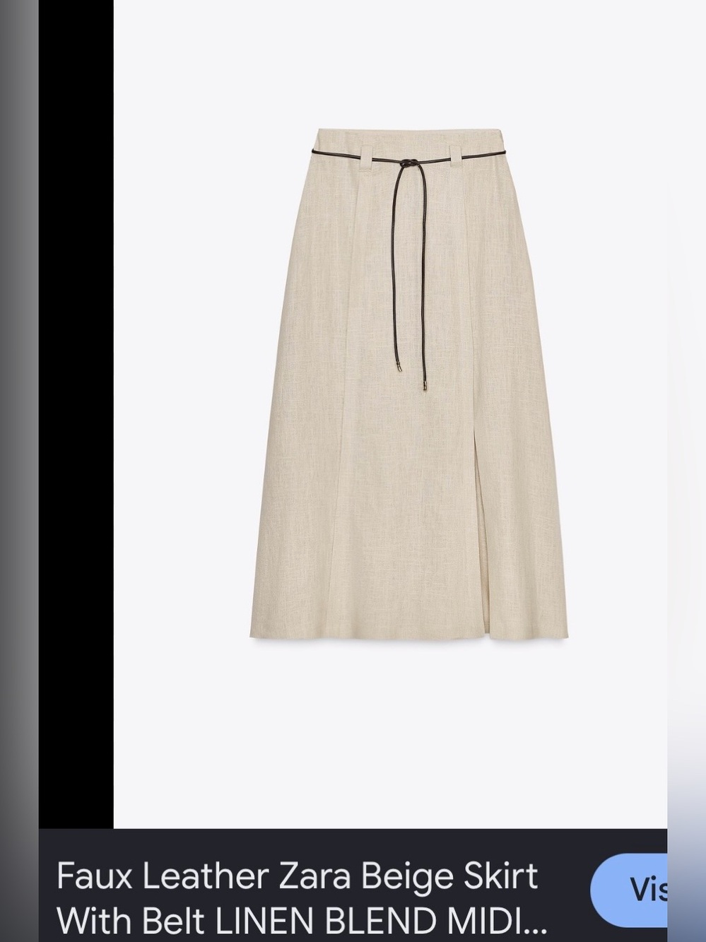 New Zara Linen Blend Skirt with Slit Size Medium